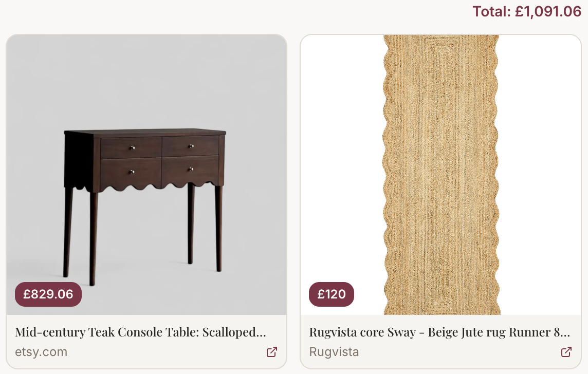 Products with total cost